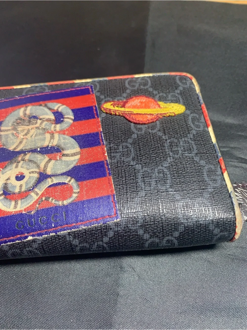 Gucci Black Monogram Wallet with Rainbow UFO Embroidery - Picture 8 of 17